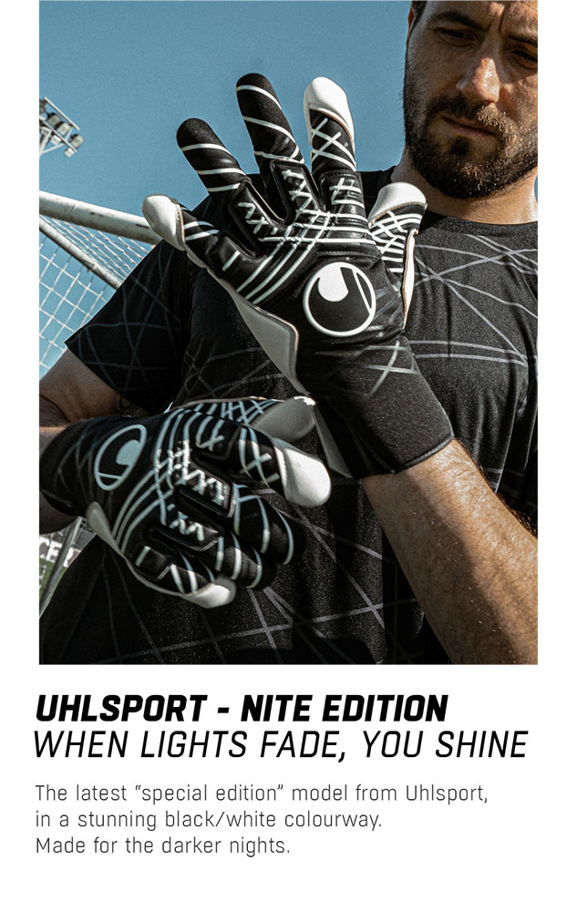 Uhlsport NITE Edition Absolutgrip Skin Cut Black White Goalkeeper Gloves