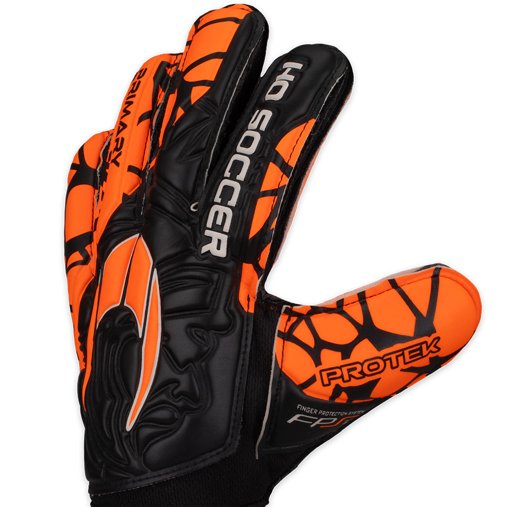 520313 HO Soccer Primary Protek Flat (Astro) Junior Goalkeeper Gloves  black/orange - Just Keepers