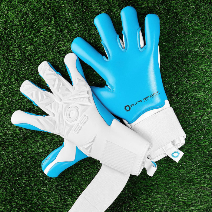 EL4NAQ Elite NEO REVOLUTION II AQUA Goalkeeper Gloves white/aqua blue