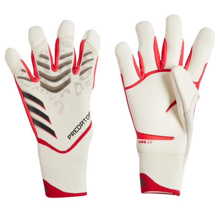 JM8344 adidas Predator 25 Pro Hybrid Goalkeeper Gloves White / Ruby Re