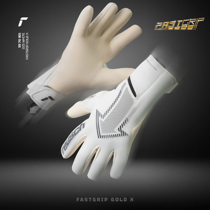 55709011100 Reusch Fastgrip Gold X Goalkeeper Gloves White