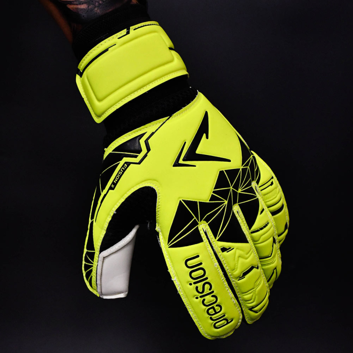 Precision Fusion X Flat Cut Essential Goalkeeper Gloves Fluo Yellow