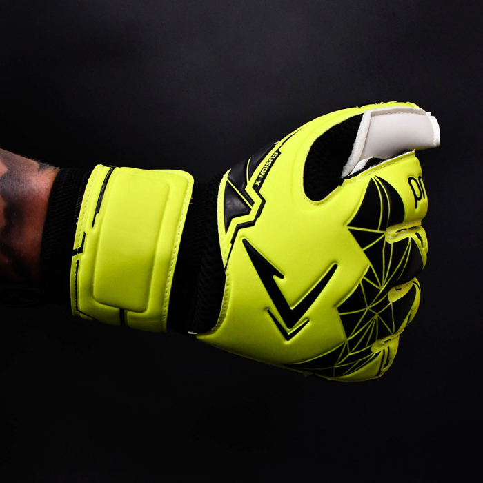 Precision Fusion X Flat Cut Essential Goalkeeper Gloves Fluo Yellow