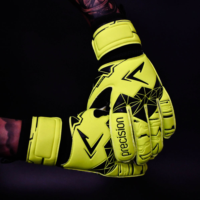 Precision Fusion X Flat Cut Essential Goalkeeper Gloves Fluo Yellow