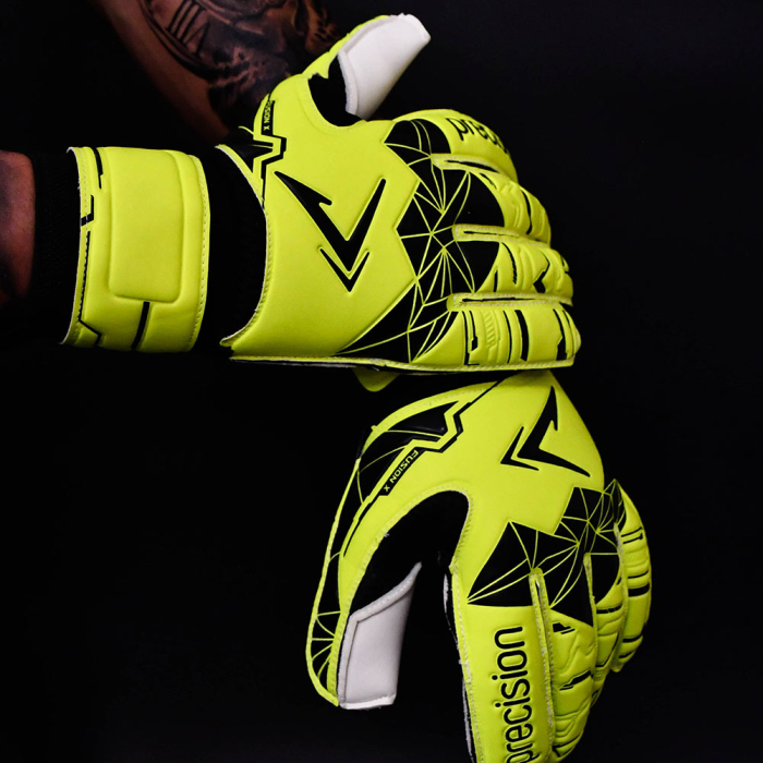 Precision Fusion X Flat Cut Essential Goalkeeper Gloves Fluo Yellow