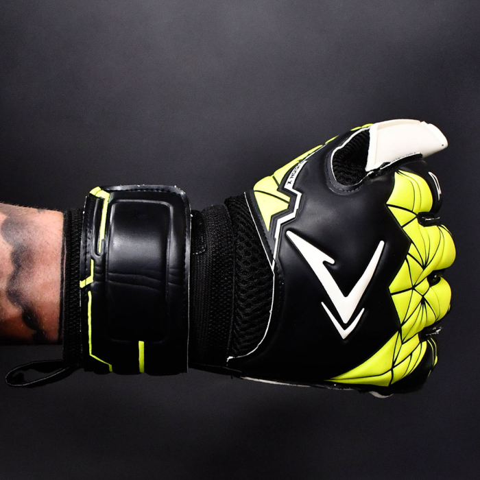 Precision Fusion X Flat Cut Finger Protect Goalkeeper Gloves Black/Flu