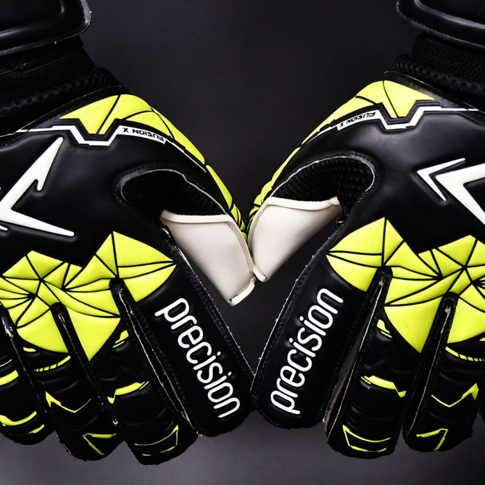 Precision Fusion X Flat Cut Finger Protect Goalkeeper Gloves Black/Flu