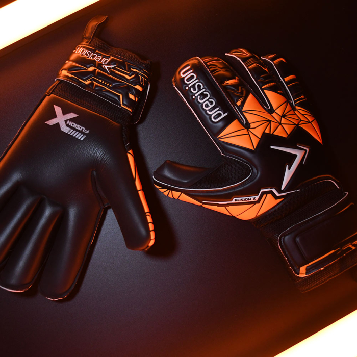 Precision Fusion X Roll Finger Protect Goalkeeper Gloves black/orange