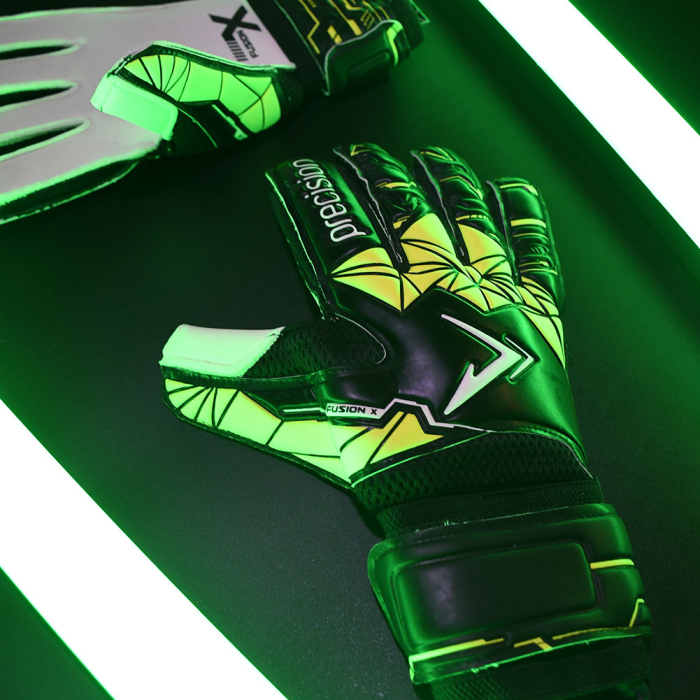 Precision Fusion X Flat Cut Finger Protect Junior Goalkeeper Gloves Bl