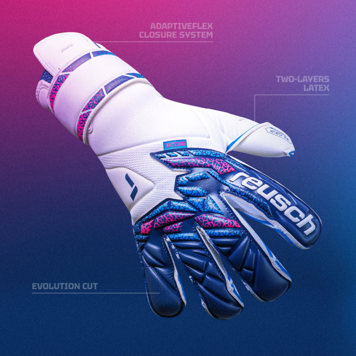 Reusch Attrakt RE:GRIP Evolution Goalkeeper Gloves White/Blue/Pink