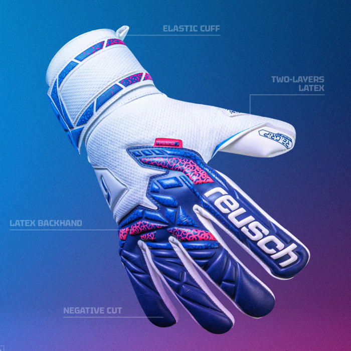 Reusch Attrakt RE:GRIP NC Goalkeeper Gloves White/Blue/Pink