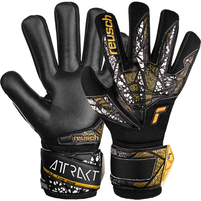 54702507740 Reusch Attrakt Silver NC Finger Support Goalkeeper Gloves Black