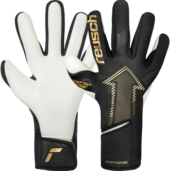 55701007707 Reusch Fastgrip Gold Goalkeeper Gloves black metallic gold