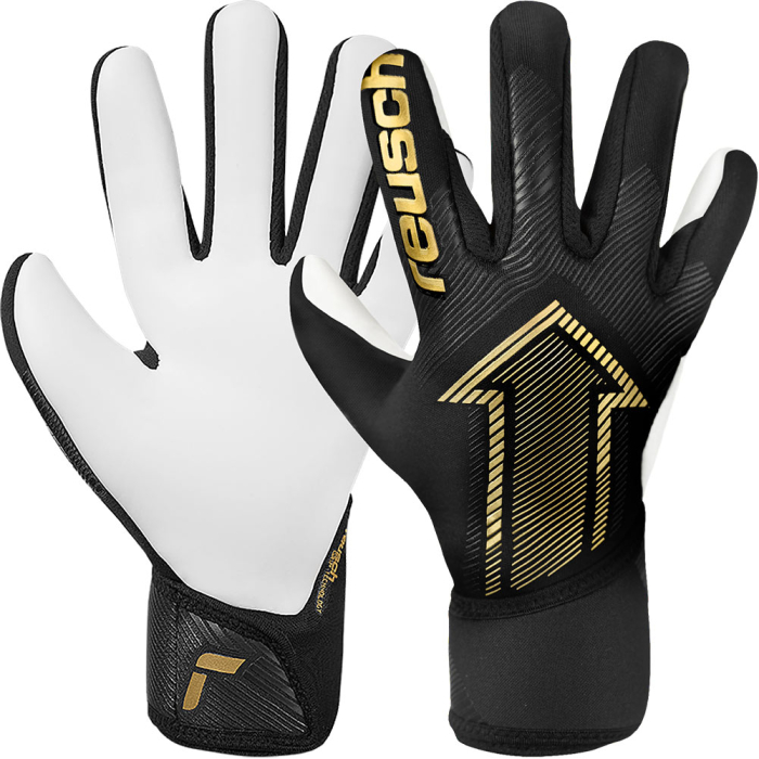 55722007707 Reusch Fastgrip Silver Junior Goalkeeper Gloves black - met gold