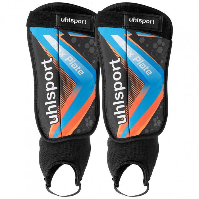 100681201 UHLSPORT FLEX PLATE Shin Guards Black/Fluo/Cyan